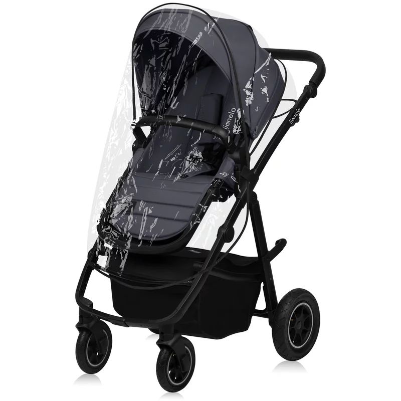 Carucior 3 in 1, Lionelo, Amber Plus, Cadru aluminiu, Cu landou intarit si salteluta moale, Cu scoica auto testata ADAC, Reversibil, Maner ajustabil, Cu accesorii, Cu ventilatie panoramica 3D, Pana la 22 kg, EN1888-1, EN1888-2, EN1466, ECE R129, Gri