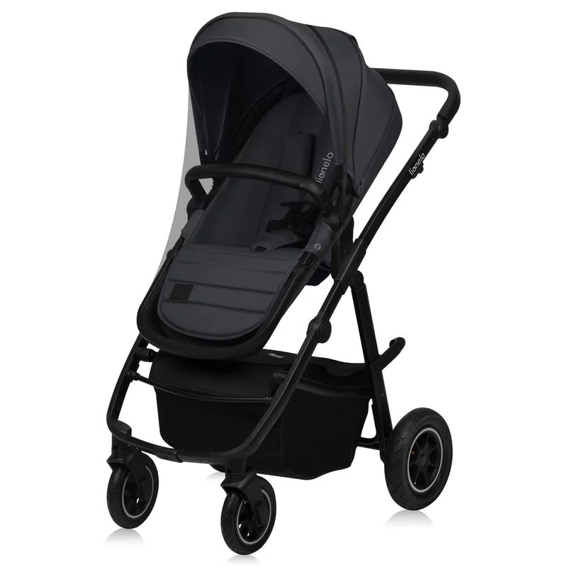Carucior 3 in 1, Lionelo, Amber Plus, Cadru aluminiu, Cu landou intarit si salteluta moale, Cu scoica auto testata ADAC, Reversibil, Maner ajustabil, Cu accesorii, Cu ventilatie panoramica 3D, Pana la 22 kg, EN1888-1, EN1888-2, EN1466, ECE R129, Gri