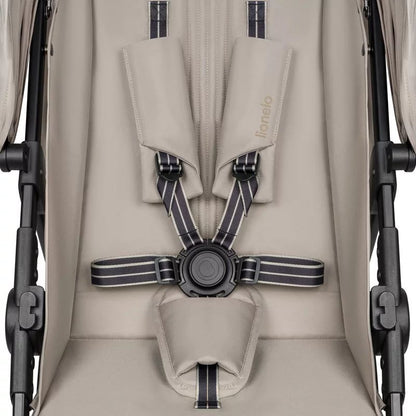 Carucior sport, Lionelo, Emerald, Pliere cu o mana, Copertina XXL UPF50+, Spatar reglabil, Suspensie completa, Roti EVA, 6- 48 luni, Pana la 22 kg, Bej