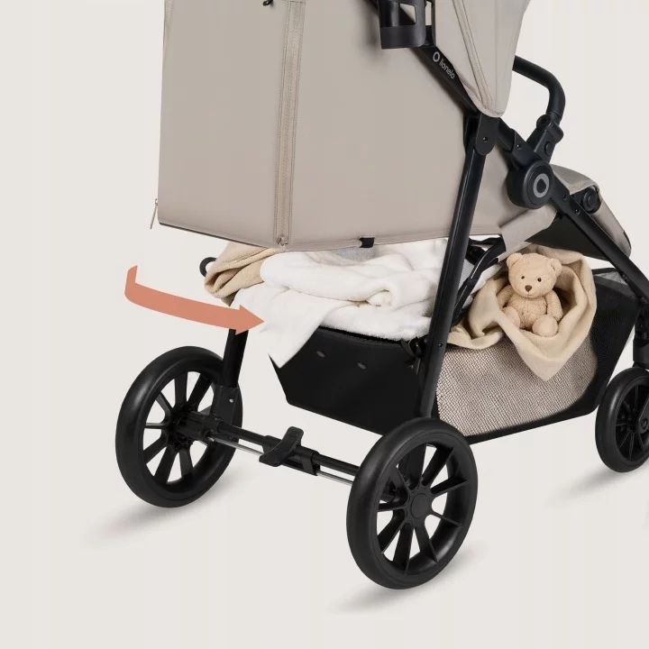 Carucior sport, Lionelo, Emerald, Pliere cu o mana, Copertina XXL UPF50+, Spatar reglabil, Suspensie completa, Roti EVA, 6- 48 luni, Pana la 22 kg, Bej