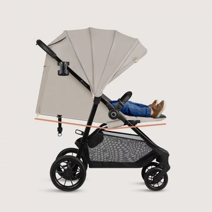 Carucior sport, Lionelo, Emerald, Pliere cu o mana, Copertina XXL UPF50+, Spatar reglabil, Suspensie completa, Roti EVA, 6- 48 luni, Pana la 22 kg, Bej