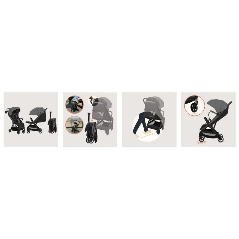 Carucior sport, Lionelo, Julie Air, Greutate redusa - 7.5 kg, Sustine 22 kg, 6 luni+, Capotina impermeabila, Protectie SPF 50+, Include suport sticla, Pliere compacta pentru calatorii, Conform cu EN1888-1 si EN1888-2, Gri
