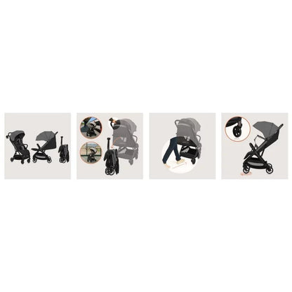 Carucior sport, Lionelo, Julie Air, Greutate redusa - 7.5 kg, Sustine 22 kg, 6 luni+, Capotina impermeabila, Protectie SPF 50+, Include suport sticla, Pliere compacta pentru calatorii, Conform cu EN1888-1 si EN1888-2, Gri