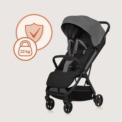 Carucior sport, Lionelo, Julie Air, Greutate redusa - 7.5 kg, Sustine 22 kg, 6 luni+, Capotina impermeabila, Protectie SPF 50+, Include suport sticla, Pliere compacta pentru calatorii, Conform cu EN1888-1 si EN1888-2, Gri