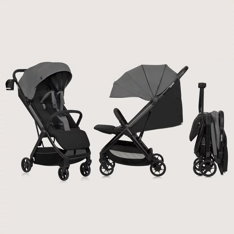 Carucior sport, Lionelo, Julie Air, Greutate redusa - 7.5 kg, Sustine 22 kg, 6 luni+, Capotina impermeabila, Protectie SPF 50+, Include suport sticla, Pliere compacta pentru calatorii, Conform cu EN1888-1 si EN1888-2, Gri