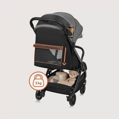 Carucior sport, Lionelo, Julie Air, Greutate redusa - 7.5 kg, Sustine 22 kg, 6 luni+, Capotina impermeabila, Protectie SPF 50+, Include suport sticla, Pliere compacta pentru calatorii, Conform cu EN1888-1 si EN1888-2, Gri