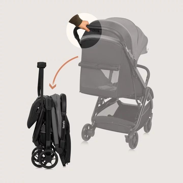 Carucior sport, Lionelo, Julie Air, Greutate redusa - 7.5 kg, Sustine 22 kg, 6 luni+, Capotina impermeabila, Protectie SPF 50+, Include suport sticla, Pliere compacta pentru calatorii, Conform cu EN1888-1 si EN1888-2, Gri