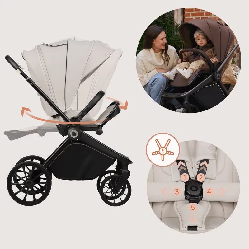 Carucior sport, Lionelo, Mika Plus, Cadru din aluminiu, Copertina XXL, Spatar reglabil in 3 pozitii, Cu accesorii, Pana la 22 kg, 6-48 luni; EN1888-1, EN1888-2 EN1466, Bej