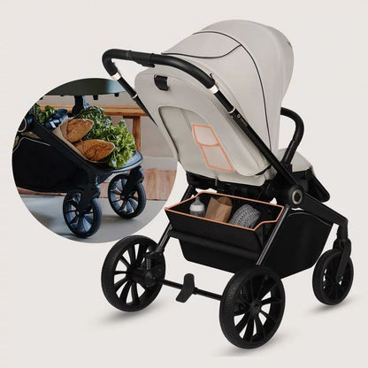 Carucior sport, Lionelo, Mika Plus, Cadru din aluminiu, Copertina XXL, Spatar reglabil in 3 pozitii, Cu accesorii, Pana la 22 kg, 6-48 luni; EN1888-1, EN1888-2 EN1466, Bej