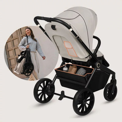 Carucior sport, Lionelo, Mika Plus, Cadru din aluminiu, Copertina XXL, Spatar reglabil in 3 pozitii, Cu accesorii, Pana la 22 kg, 6-48 luni; EN1888-1, EN1888-2 EN1466, Bej