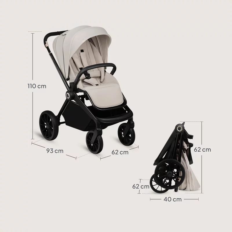 Carucior sport, Lionelo, Mika Plus, Cadru din aluminiu, Copertina XXL, Spatar reglabil in 3 pozitii, Cu accesorii, Pana la 22 kg, 6-48 luni; EN1888-1, EN1888-2 EN1466, Bej