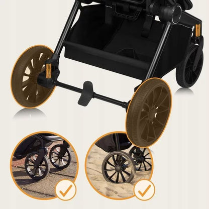 Carucior sport, Lionelo, Mika Plus, Cadru din aluminiu, Copertina XXL, Spatar reglabil in 3 pozitii, Cu accesorii, Pana la 22 kg, 6-48 luni; EN1888-1, EN1888-2 EN1466, Mocha Mousse