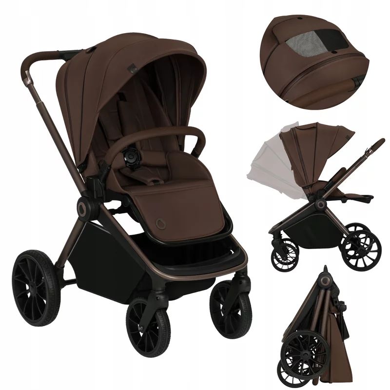 Carucior sport, Lionelo, Mika Plus, Cadru din aluminiu, Copertina XXL, Spatar reglabil in 3 pozitii, Cu accesorii, Pana la 22 kg, 6-48 luni; EN1888-1, EN1888-2 EN1466, Mocha Mousse