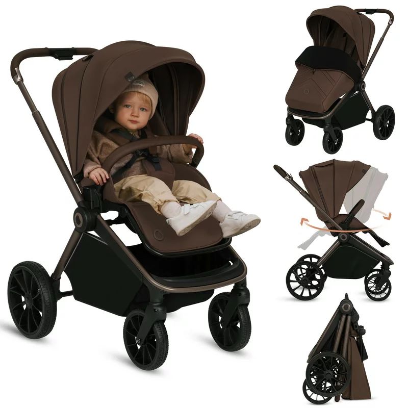Carucior sport, Lionelo, Mika Plus, Cadru din aluminiu, Copertina XXL, Spatar reglabil in 3 pozitii, Cu accesorii, Pana la 22 kg, 6-48 luni; EN1888-1, EN1888-2 EN1466, Mocha Mousse