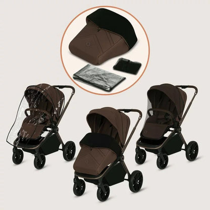 Carucior sport, Lionelo, Mika Plus, Cadru din aluminiu, Copertina XXL, Spatar reglabil in 3 pozitii, Cu accesorii, Pana la 22 kg, 6-48 luni; EN1888-1, EN1888-2 EN1466, Mocha Mousse