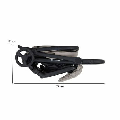 Carucior sport, Petite&Mars, Flip, Pliere compacta cu o mana, Spatar reglabil pana la pozitie de somn, Suport picioare reglabil, Copertina extensibila cu protectie UPF50+, Pana la 22 kg, 0 luni+, Gri