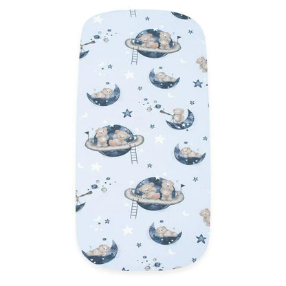 Cearceaf cu elastic, New Baby, Pentru landou, Din Bumbac certificat Oeko-Tex 100, 35 x 75 cm, 0 luni+, Teddy bear in space