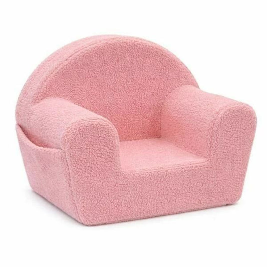Fotoliu din burete, New Baby, Pentru copii, Cu buzunar lateral, Cu Husa detasabila, Din materiale certificate Oeko Tex Standard 100, Teddy Pink