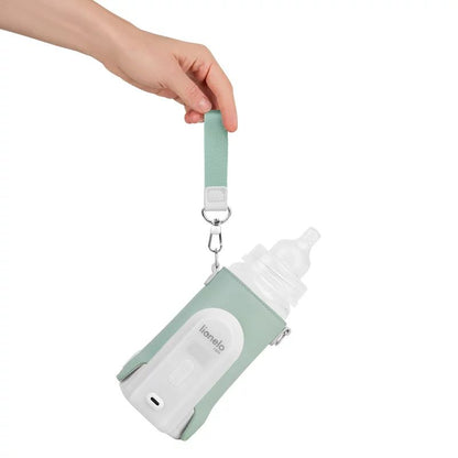 Incalzitor biberoane, Lionelo, ThermUp Go Evo, Portabil, Cu 5 niveluri de incalzire, Cu buton Safety Control, Mentinere caldura pana la 9h, Incarcare USB, Verde