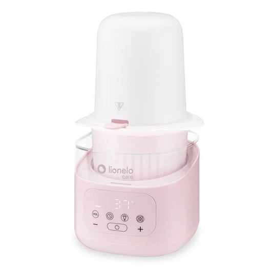 Incalzitor biberoane si sterilizator, Lionelo, ThermUp 4.0, Recipient detasabil, 400 W, 6 moduri de functionare, Functie sterilizare si decongelare, Termostat integrat, Lumina de noapte, Panou tactil, Oprire automata, Placa din otel inoxidabil, Roz