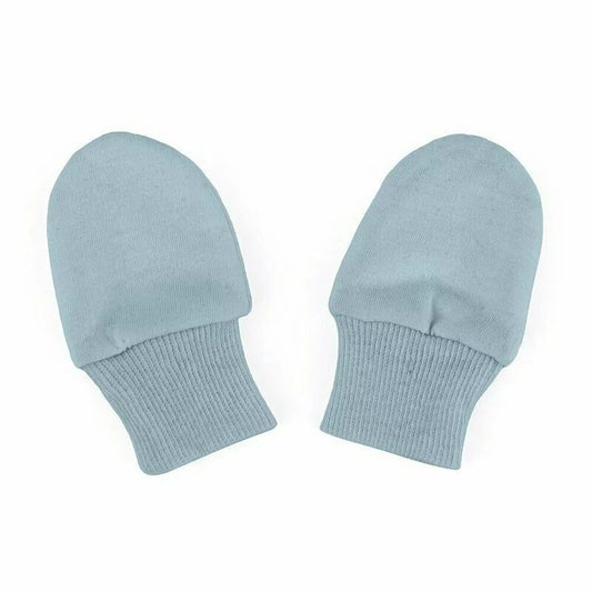 Manusi pentru nou-nascuti, Petite&Mars, Smoothie, Bumbac 100%, Material moale si respirabil, Protectie impotriva zgarieturilor, Manseta lata, 2 straturi, 6 x 10 cm, 0 luni+, Albastru