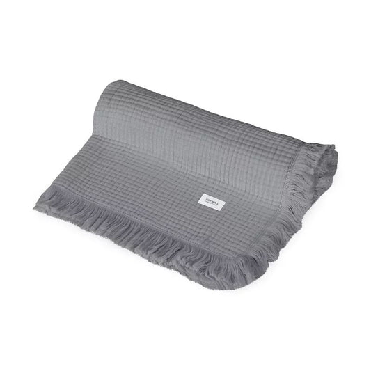 Muselina, Lionelo, Din bumbac, Lavabila la masina de spalat, Dimensiune mare 70x100 cm, Gri