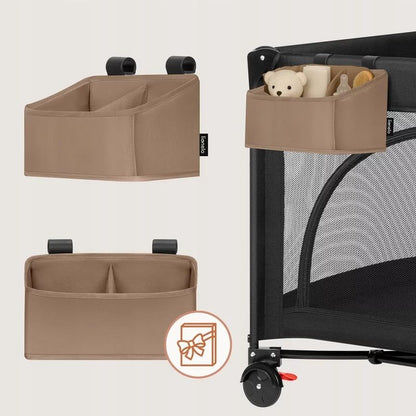 Organizator multifunctional, Lionelo, Sidepocket S, 26x12x15 cm, 2 compartimente, Universal, Constructie ranforsata, Bej