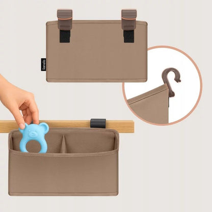 Organizator multifunctional, Lionelo, Sidepocket S, 26x12x15 cm, 2 compartimente, Universal, Constructie ranforsata, Bej
