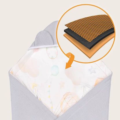 Paturica de infasat, Lionelo, Pentru scoica auto, carucior si landou, Cu multiple utilizari, Cu inchidere arici velcro, Dimensiune 90x90 cm, Din bumbac, TOG 2.5, 12-18 luni, Albastru