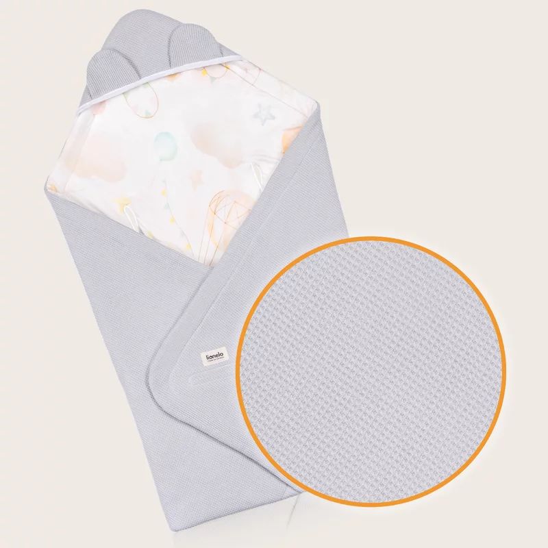 Paturica de infasat, Lionelo, Pentru scoica auto, carucior si landou, Cu multiple utilizari, Cu inchidere arici velcro, Dimensiune 90x90 cm, Din bumbac, TOG 2.5, 12-18 luni, Albastru