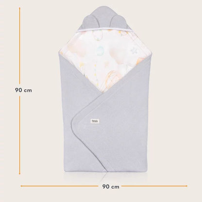 Paturica de infasat, Lionelo, Pentru scoica auto, carucior si landou, Cu multiple utilizari, Cu inchidere arici velcro, Dimensiune 90x90 cm, Din bumbac, TOG 2.5, 12-18 luni, Albastru