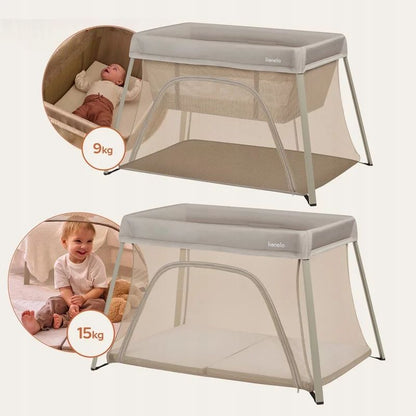 Patut multifunctional, Lionelo, Alice, 3 in 1, Material rezistent Oxford 300D, Cu iesire laterala, 0 luni+, 104×70×74 cm, Bej
