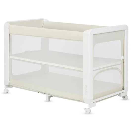 Patut multifunctional, Lionelo, Patty, 5 in 1, 0- 36 luni, Co-sleeper, Tarc de joaca, Patut de calatorie, Laterala rabatabila, 2 trepte reglare saltea, Roti, Husa transport inclusa, Bej