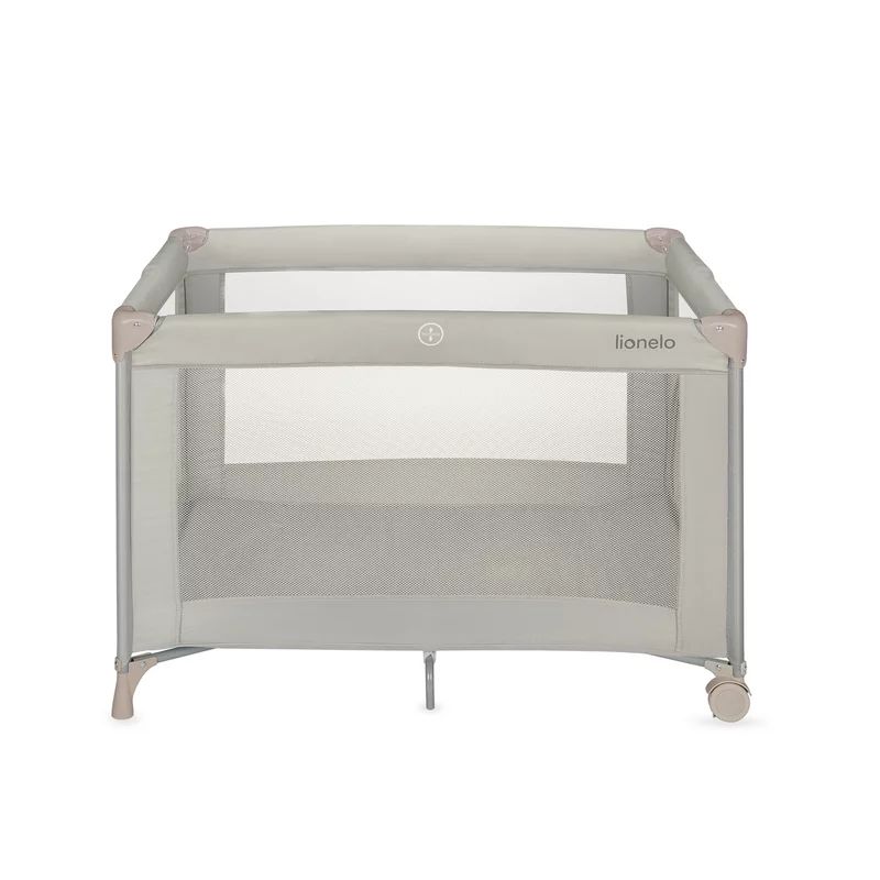Patut pliant, Lionelo, Amelie, Cu intrare laterala, 100.5×70.5 cm, Include salteluta, roti, geanta pentru transport, Constructie usoara- 7 kg, Cadru stabil din otel, Bej