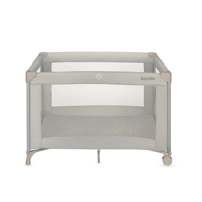 Patut pliant, Lionelo, Amelie, Cu intrare laterala, 100.5×70.5 cm, Include salteluta, roti, geanta pentru transport, Constructie usoara- 7 kg, Cadru stabil din otel, Bej