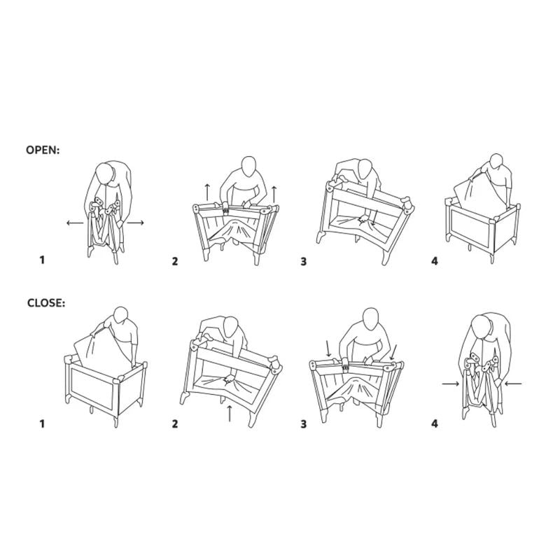 Patut pliant, Lionelo, Amelie, Cu intrare laterala, 100.5×70.5 cm, Include salteluta, roti, geanta pentru transport, Constructie usoara- 7 kg, Cadru stabil din otel, Bej