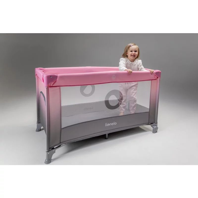 Patut pliant, Lionelo, Stefi, Cu un nivel, Cu intrare laterala cu fermoar, 2 roti, 120x60 cm, Conform cu standardul european de securitate EN 716, Albastru
