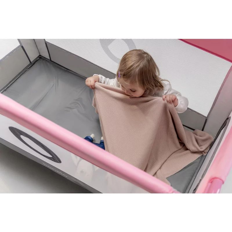 Patut pliant, Lionelo, Stefi, Cu un nivel, Cu intrare laterala cu fermoar, 2 roti, 120x60 cm, Conform cu standardul european de securitate EN 716, Albastru