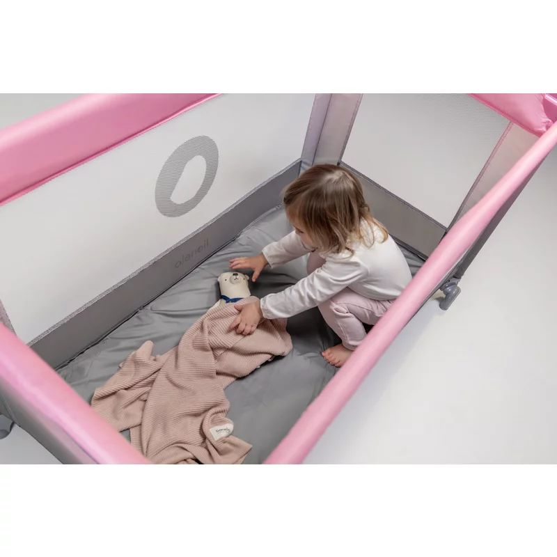 Patut pliant, Lionelo, Stefi, Cu un nivel, Cu intrare laterala cu fermoar, 2 roti, 120x60 cm, Conform cu standardul european de securitate EN 716, Albastru