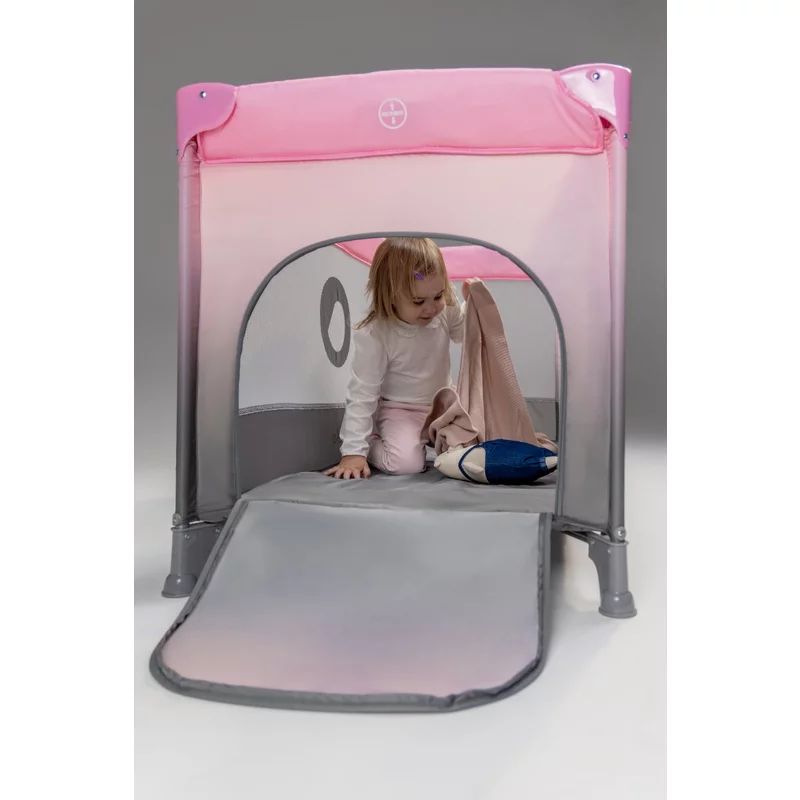 Patut pliant, Lionelo, Stefi, Cu un nivel, Cu intrare laterala cu fermoar, 2 roti, 120x60 cm, Conform cu standardul european de securitate EN 716, Albastru