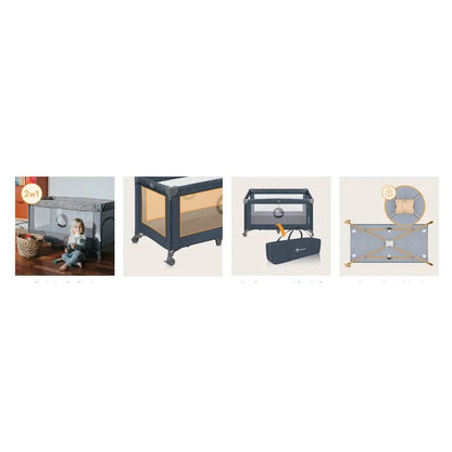 Patut pliant, Lionelo, Stefi, Cu un nivel, Cu intrare laterala cu fermoar, 2 roti, 120x60 cm, Conform cu standardul european de securitate EN 716, Albastru