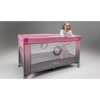 Patut pliant, Lionelo, Stefi, Cu un nivel, Cu intrare laterala cu fermoar, 2 roti, 120x60 cm, Conform cu standardul european de securitate EN 716, Negru