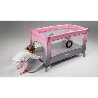 Patut pliant, Lionelo, Stefi, Cu un nivel, Cu intrare laterala cu fermoar, 2 roti, 120x60 cm, Conform cu standardul european de securitate EN 716, Negru
