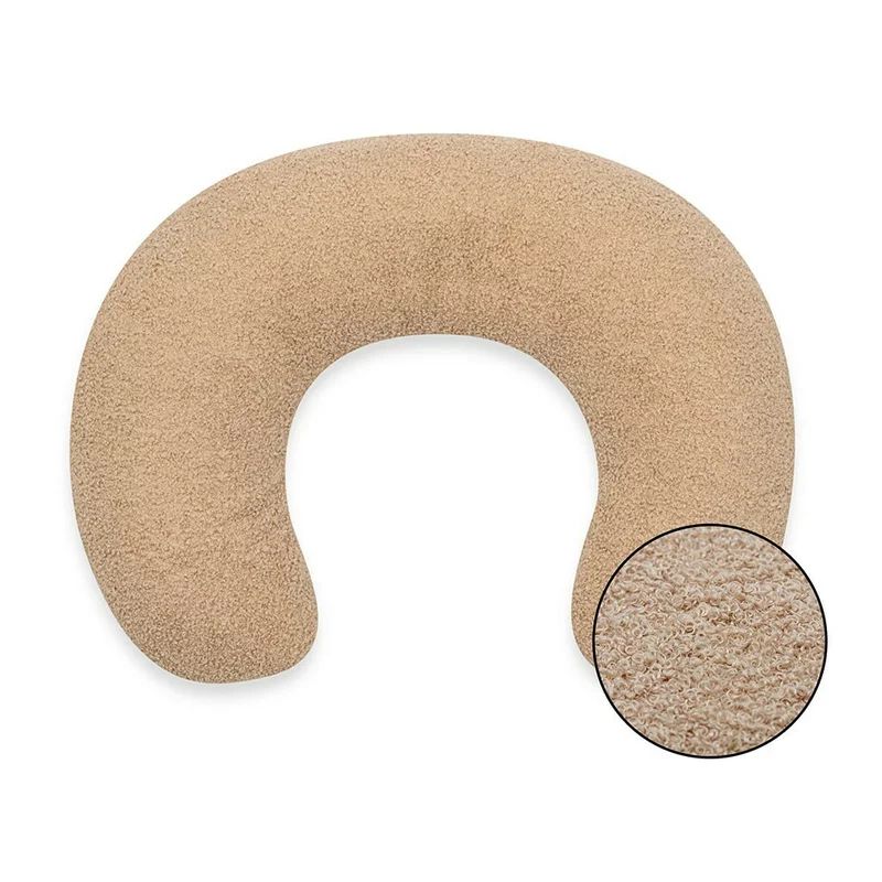 Perna alaptare, New Baby, Teddy, Bumbac+tesatura teddy, 100% antialergic, Husa detasabila, 60x45x18 cm, 0 luni+, Beige