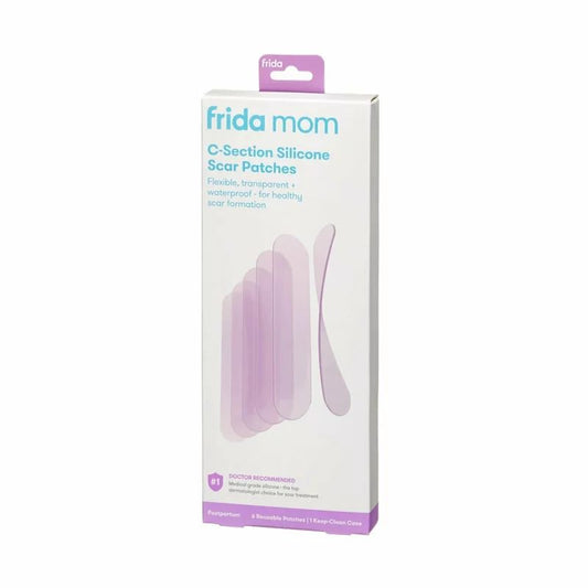 Plasturi pentru cicatrice cezariana, Frida Mom, 6 bucati, 20 cm, Reutilizabile, Hidratante, Flexibile, Rezistente la apa, Cu husa de protectie, Transparent