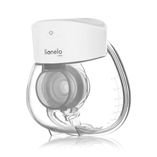 Pompa de san, Lionelo, Fidi Free Lumi, Portabila, Cu accesorii, Hands-free, 9 functii de masaj, Functie iluminare pentru noapte, Fara BPA, Autonomie 3 h, Capacitate 180 ml, Alb