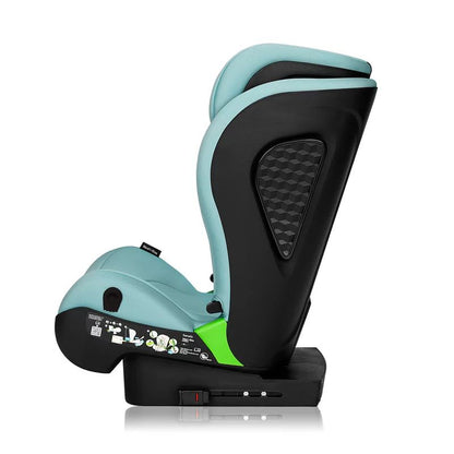 Scaun auto i-Size, Lionelo, Neal, Spatar reglabil in 4 pozitii, Tetiera in 10 pozitii, Suport sticla inclus, 15-36 Kg, 100-150 cm, Cu Isofix, Conform ECE R129, Verde Turquoise