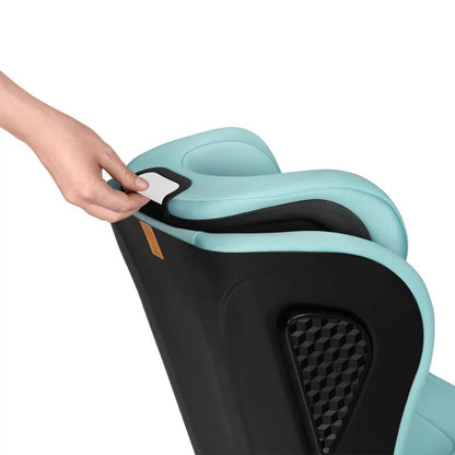 Scaun auto i-Size, Lionelo, Neal, Spatar reglabil in 4 pozitii, Tetiera in 10 pozitii, Suport sticla inclus, 15-36 Kg, 100-150 cm, Cu Isofix, Conform ECE R129, Verde Turquoise