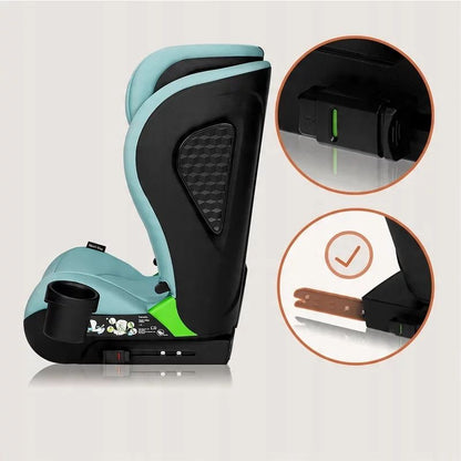 Scaun auto i-Size, Lionelo, Neal, Spatar reglabil in 4 pozitii, Tetiera in 10 pozitii, Suport sticla inclus, 15-36 Kg, 100-150 cm, Cu Isofix, Conform ECE R129, Verde Turquoise