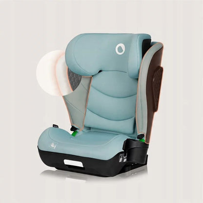 Scaun auto i-Size, Lionelo, Neal, Spatar reglabil in 4 pozitii, Tetiera in 10 pozitii, Suport sticla inclus, 15-36 Kg, 100-150 cm, Cu Isofix, Conform ECE R129, Verde Turquoise